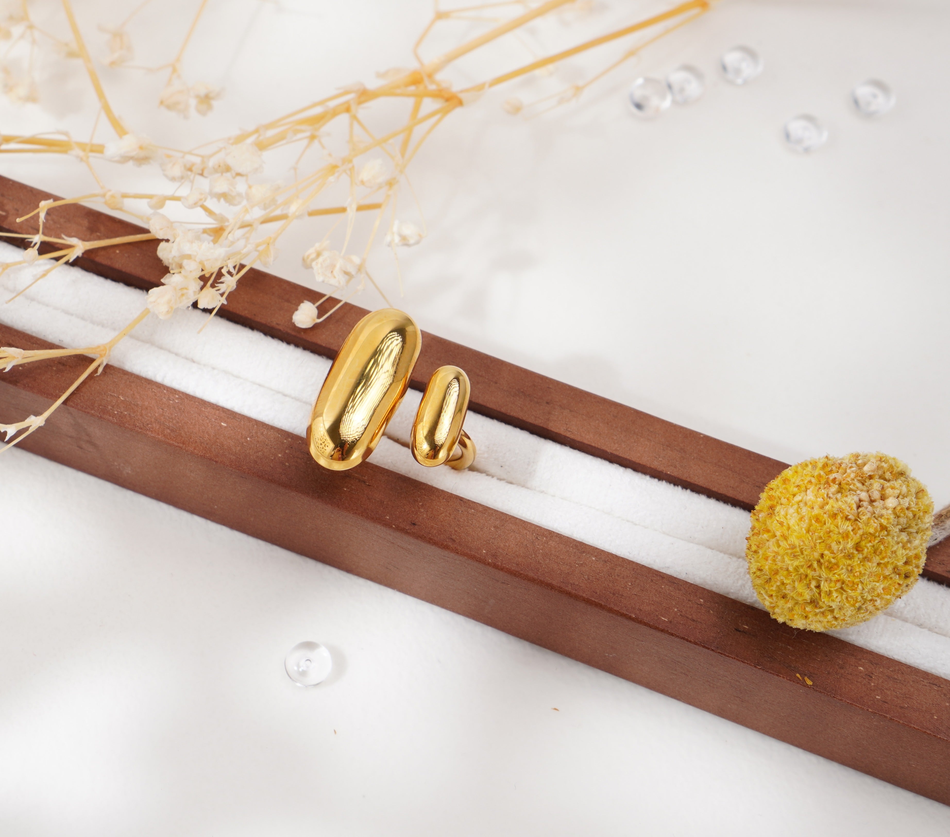 Bague à double forme ovale en acier inoxydable – Élégance sculpturale & modernité raffinée