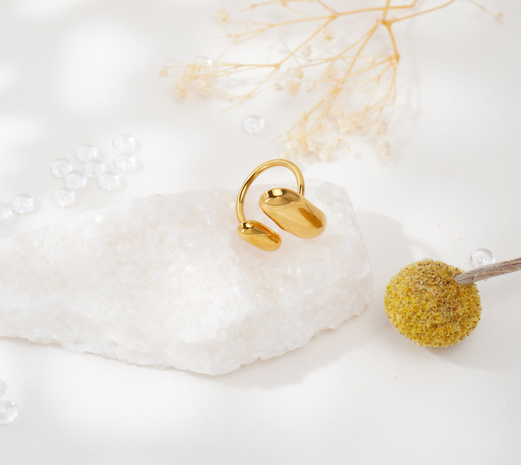 Bague à double forme ovale en acier inoxydable – Élégance sculpturale & modernité raffinée