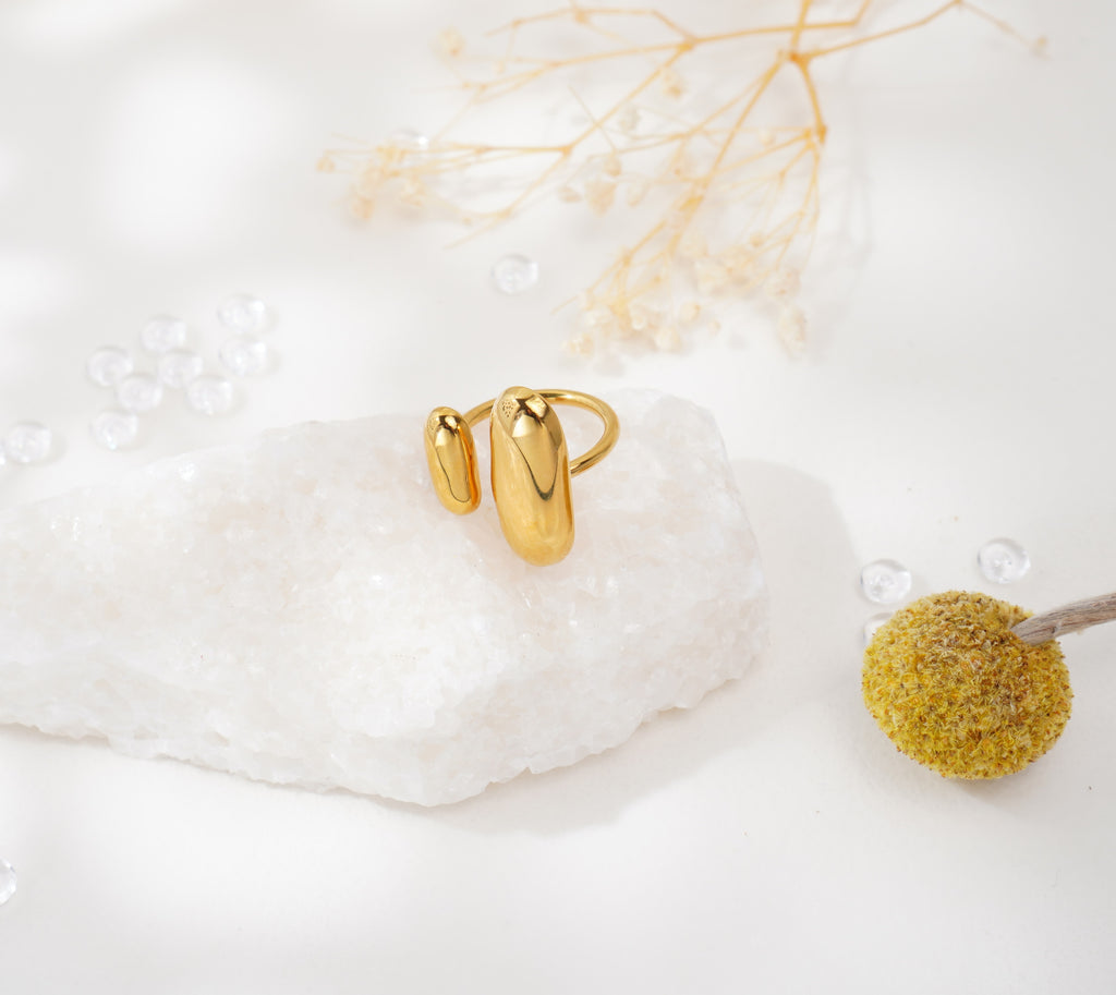 Bague à double forme ovale en acier inoxydable – Élégance sculpturale & modernité raffinée
