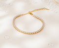Bracelet doré à zircon scintillant en acier inoxydable – Élégance raffinée