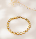 Bracelet doré à zircon rond en acier inoxydable – Élégance moderne