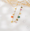 Collier doré à pendentifs cœur et fleurs colorées – Élégance printanière & charme raffiné
