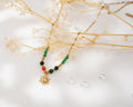 Collier en acier inoxydable et pierres naturelles – Pendentif soleil rétro