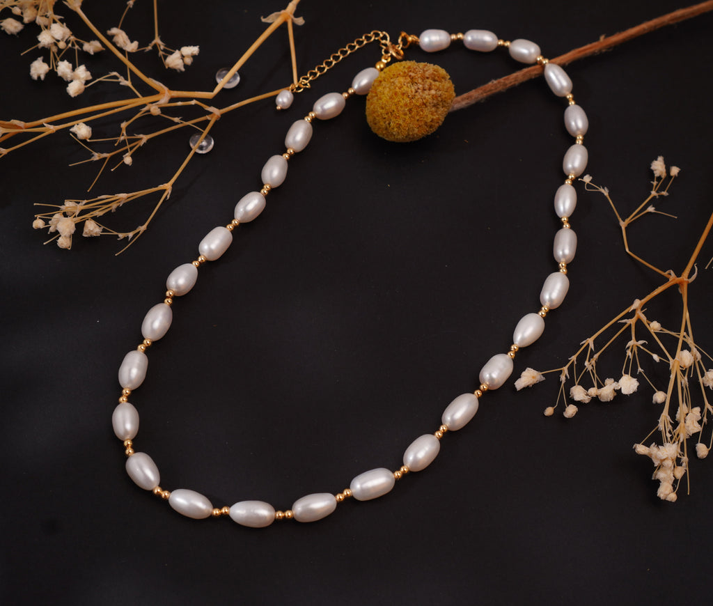 Collier perles d’eau douce naturelles en forme de goutte – Élégance vintage