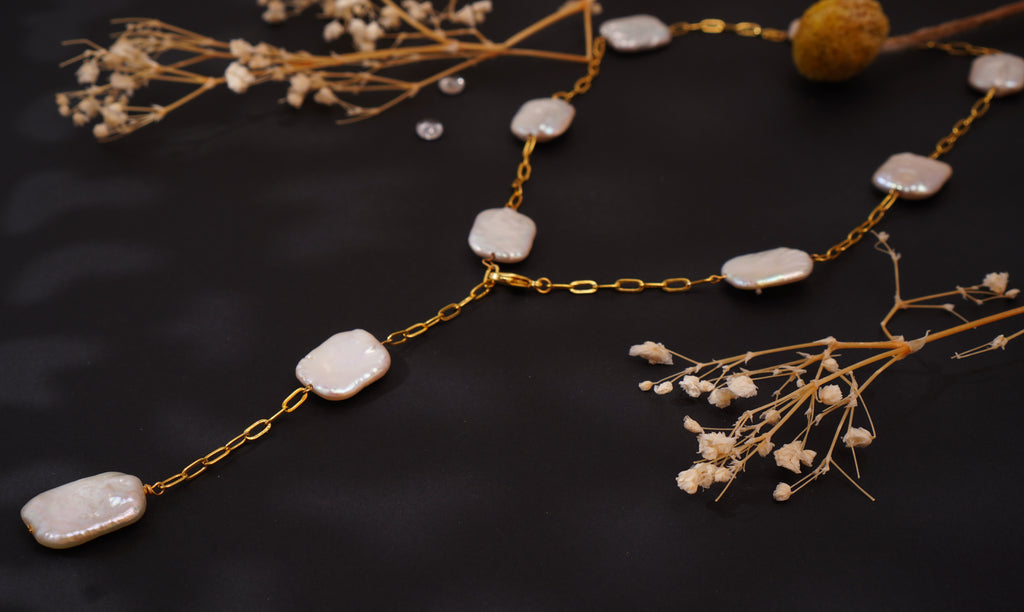Collier modulable en perles baroques – Création libre & argent 925 doré