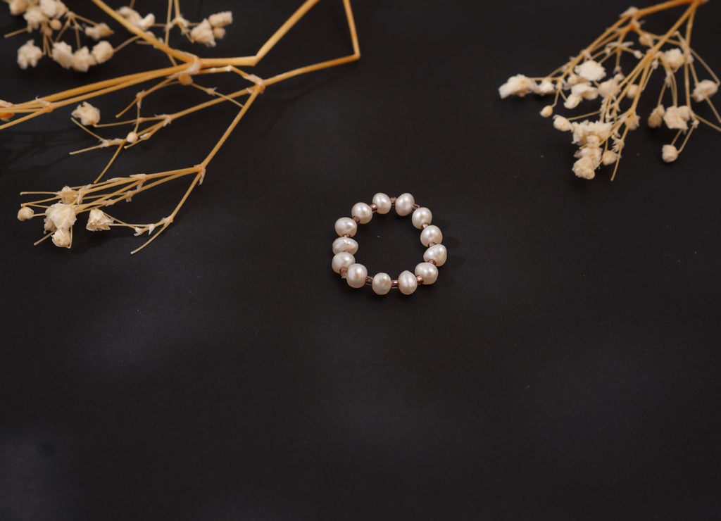 Bagues perles d’eau douce naturelles élastiques – Élégance artisanale