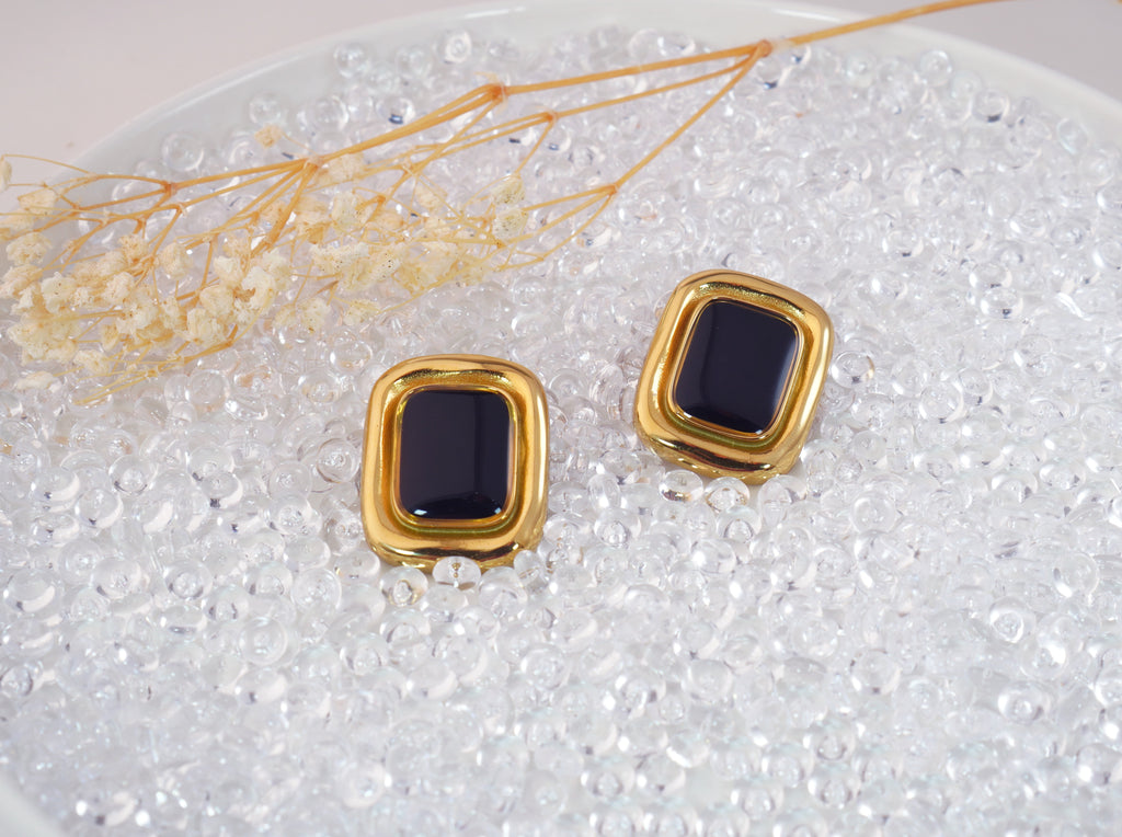 Pendants Rectangulaires en Acier Inoxydable Noir Chic
