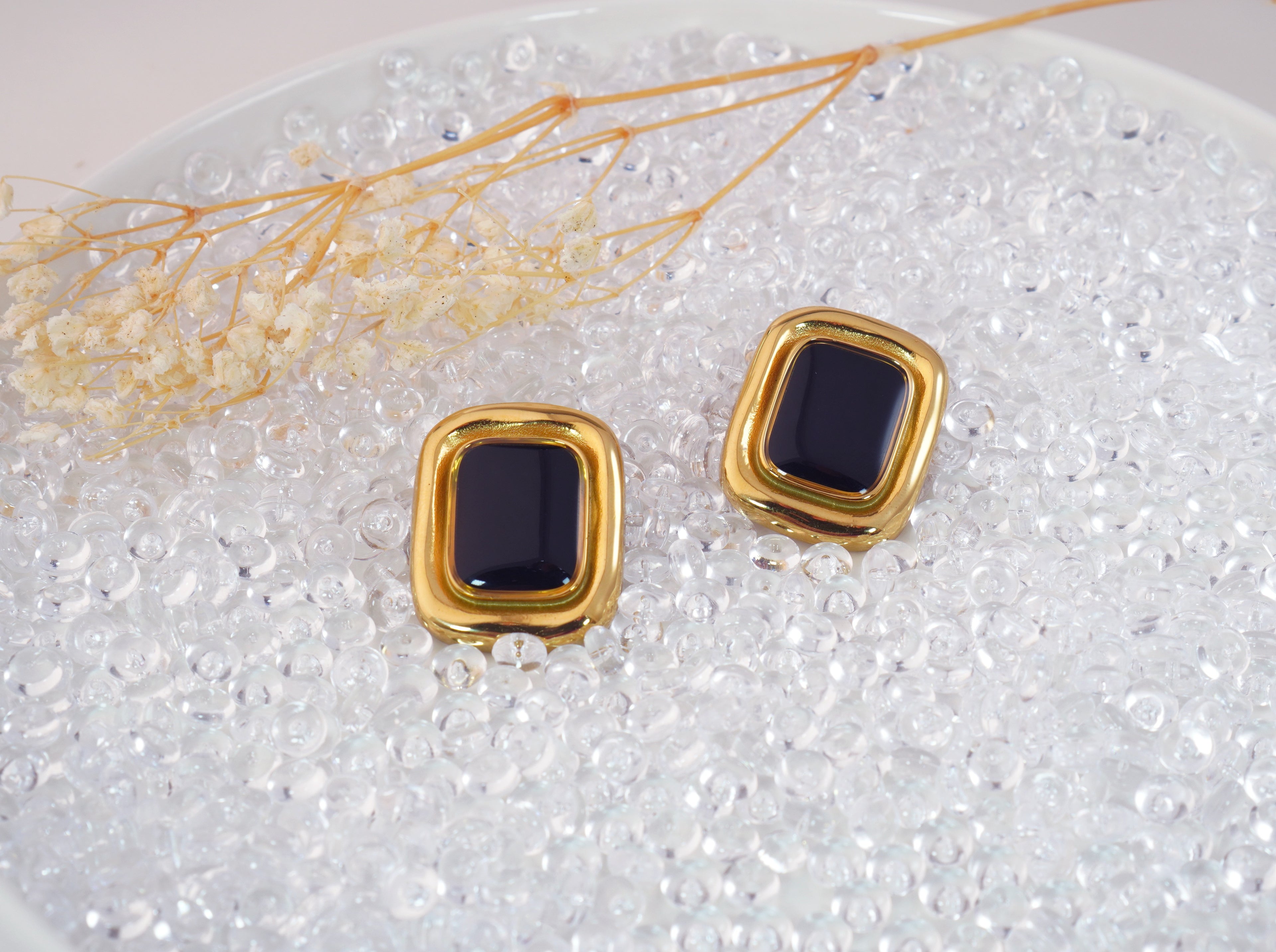 Pendants Rectangulaires en Acier Inoxydable Noir Chic