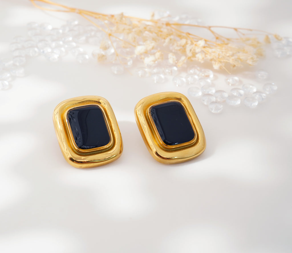 Pendants Rectangulaires en Acier Inoxydable Noir Chic