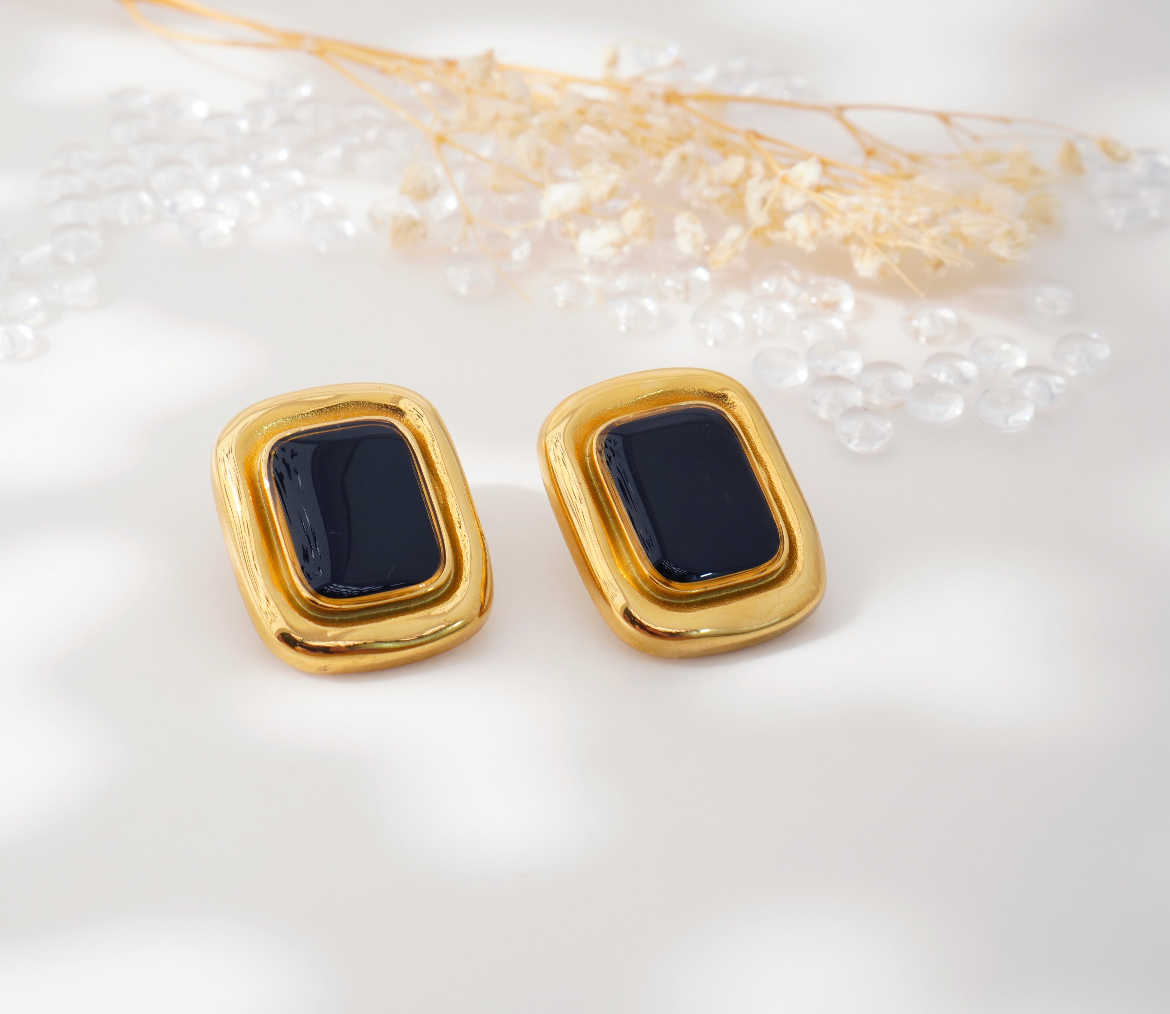 Pendants Rectangulaires en Acier Inoxydable Noir Chic