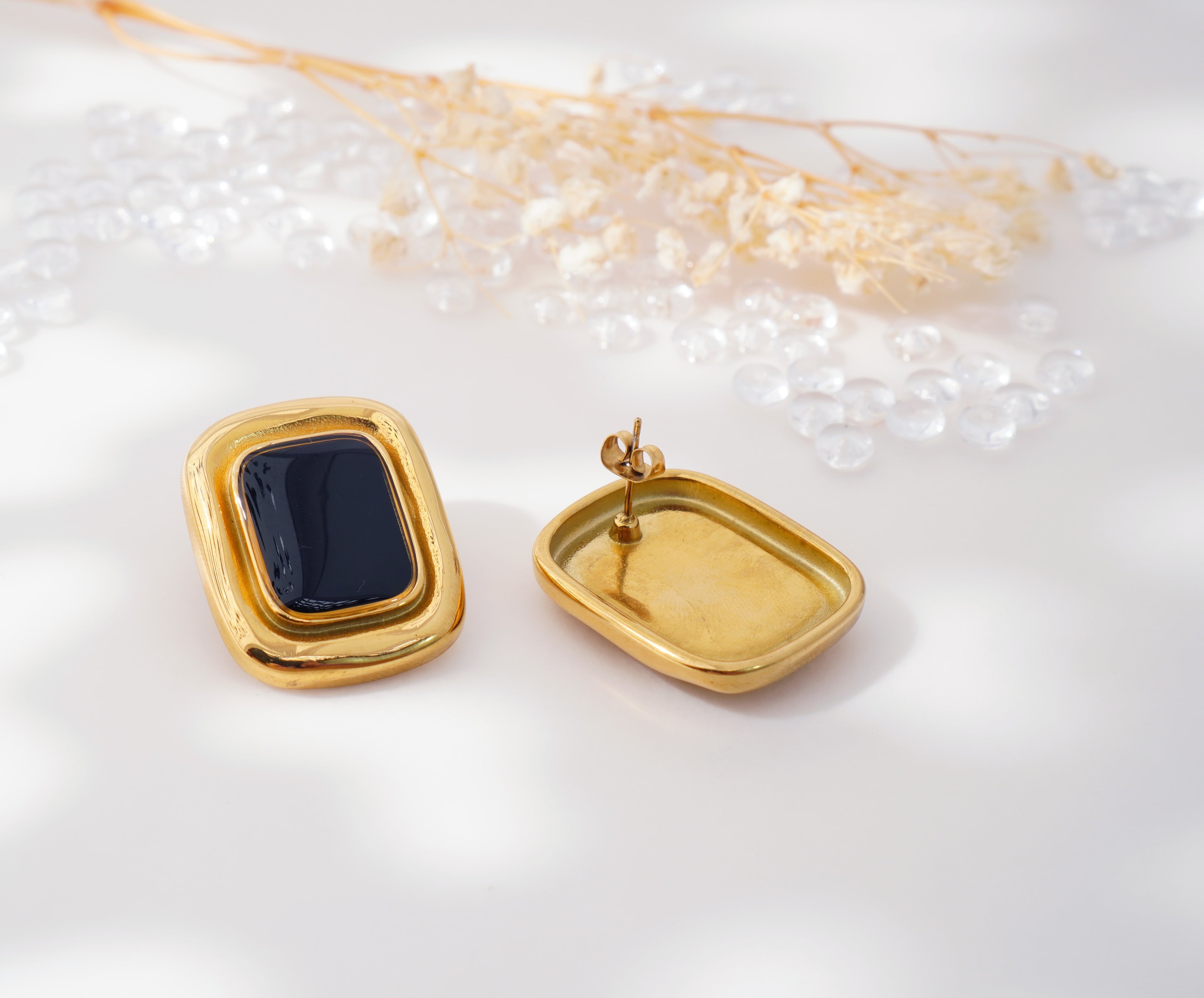 Pendants Rectangulaires en Acier Inoxydable Noir Chic