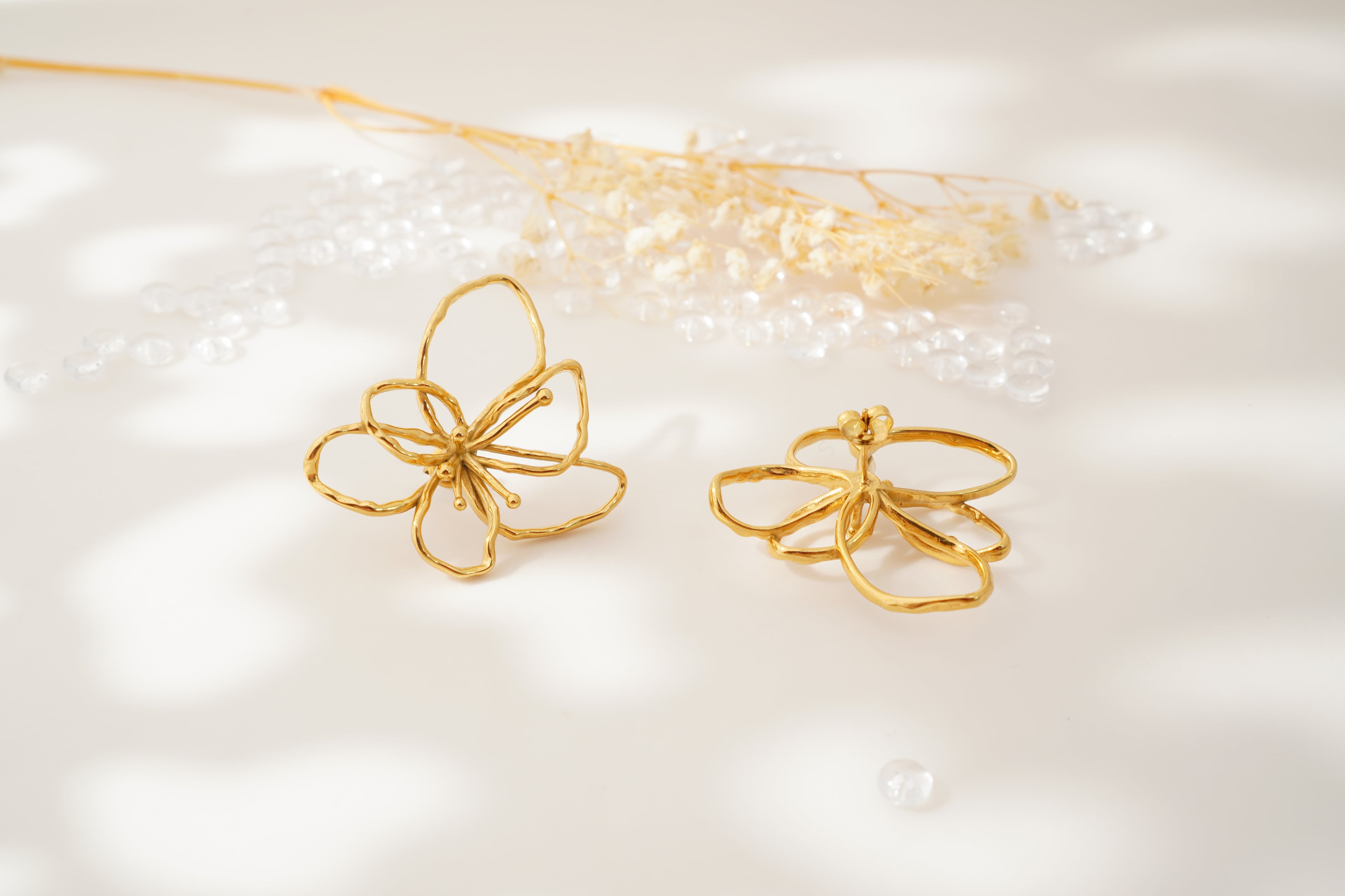 Boucles d’oreilles & Bague Fleur Parisienne en Acier inoxydable