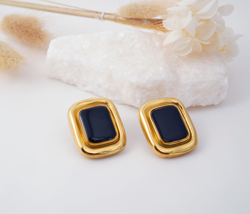 Pendants Rectangulaires en Acier Inoxydable Noir Chic